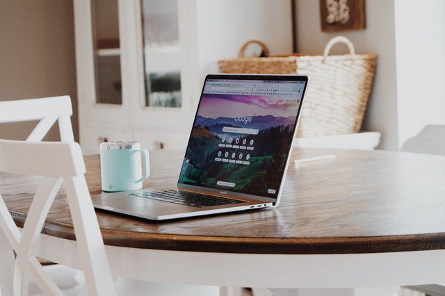 computer placed on table