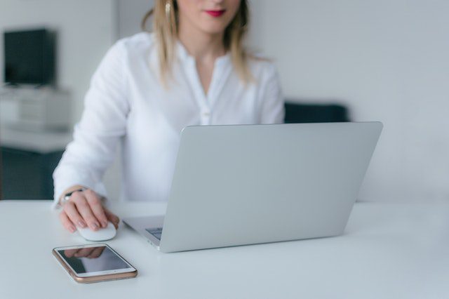 woman testing a website