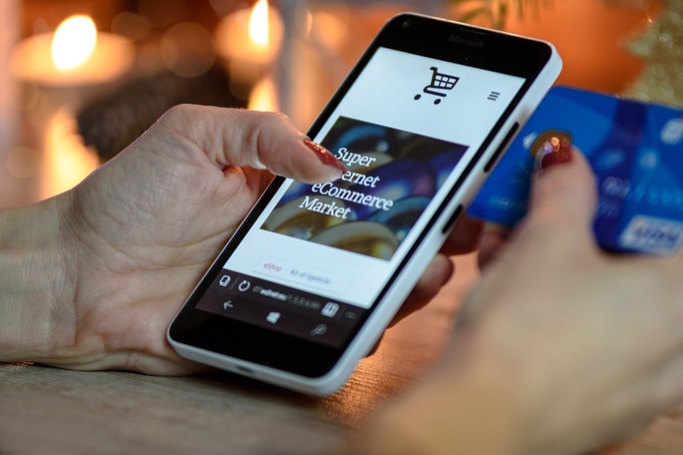 Shopping on online store with a smartphone