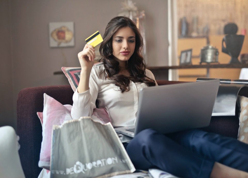 Young woman shopping online