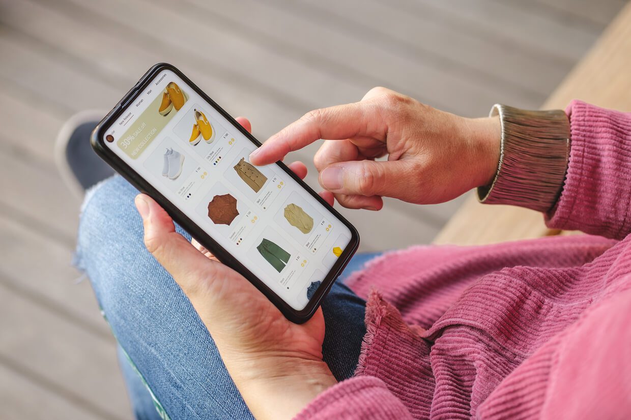 person using a mobile interface