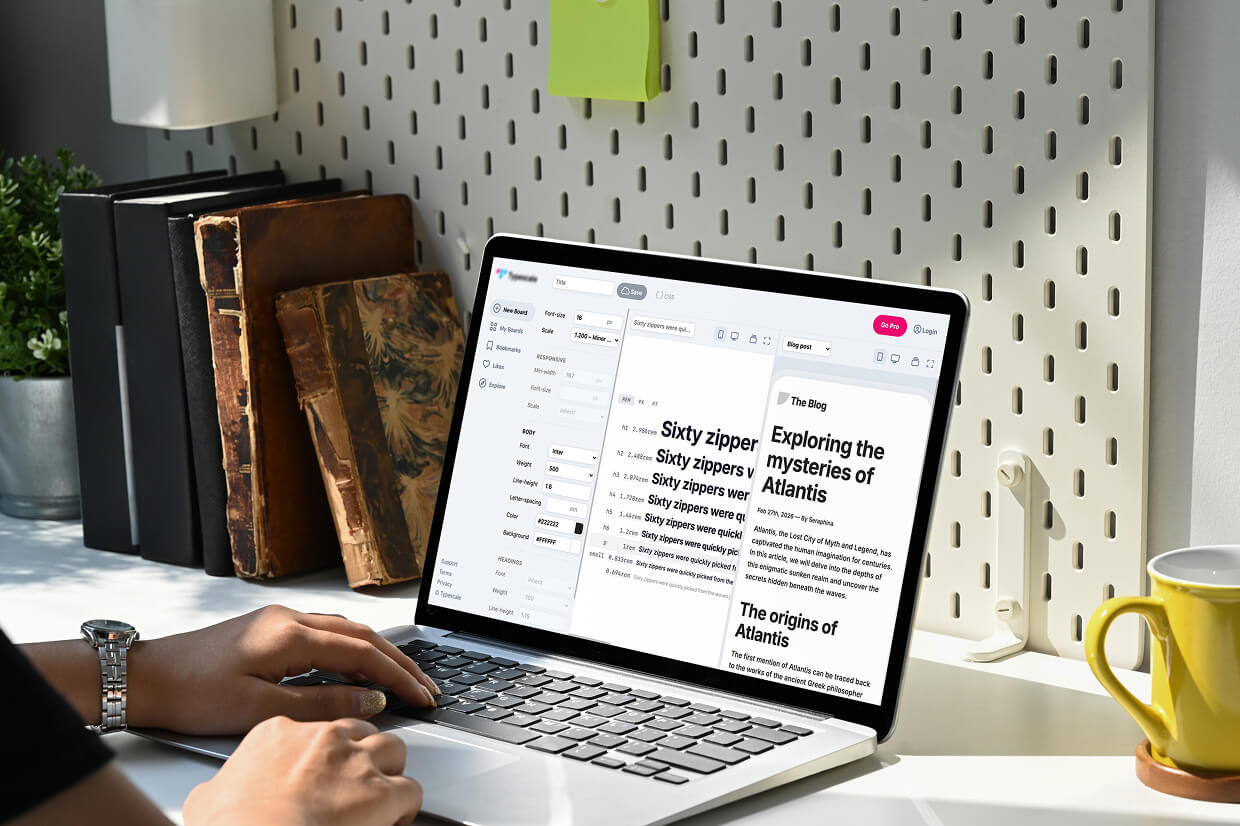 Laptop screen showing different font size of the same text