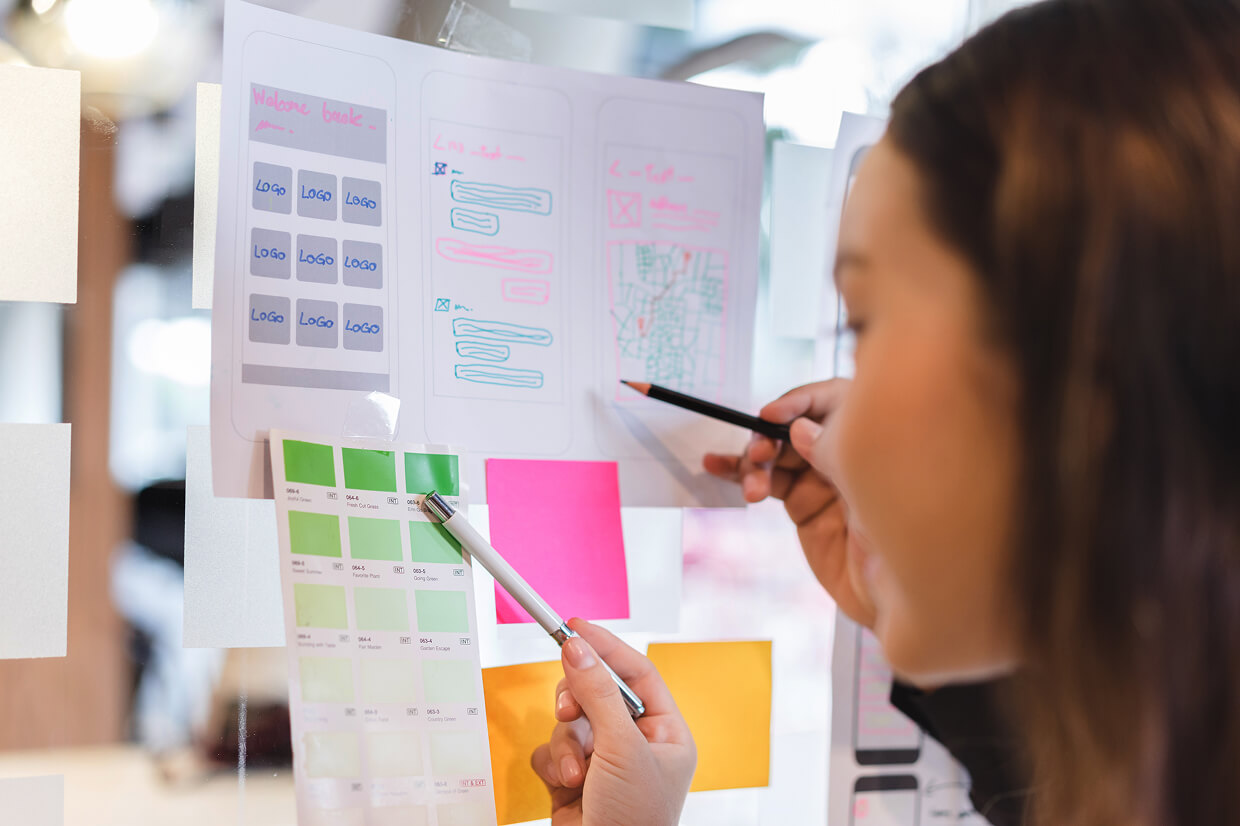 Mockups being reviewed